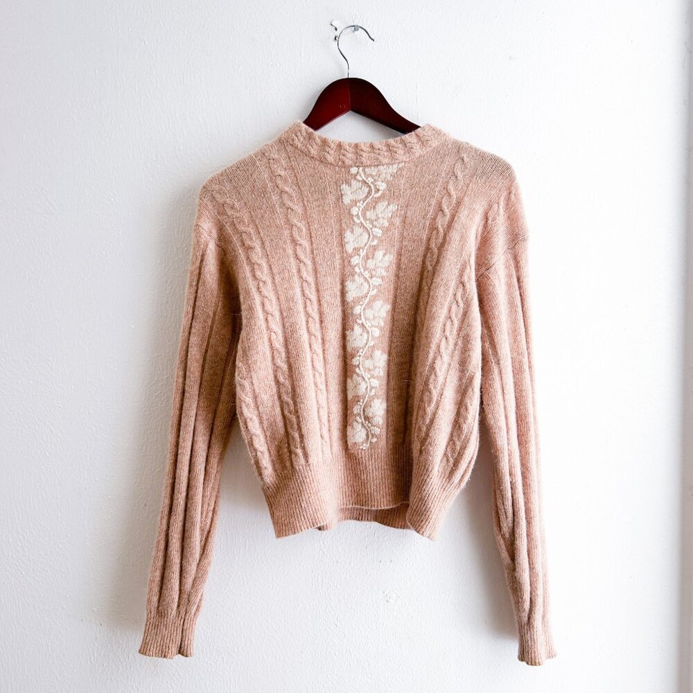 Vintage Liz Claiborne Collection Angora Wool Sweater‎ Soft Blush Floral